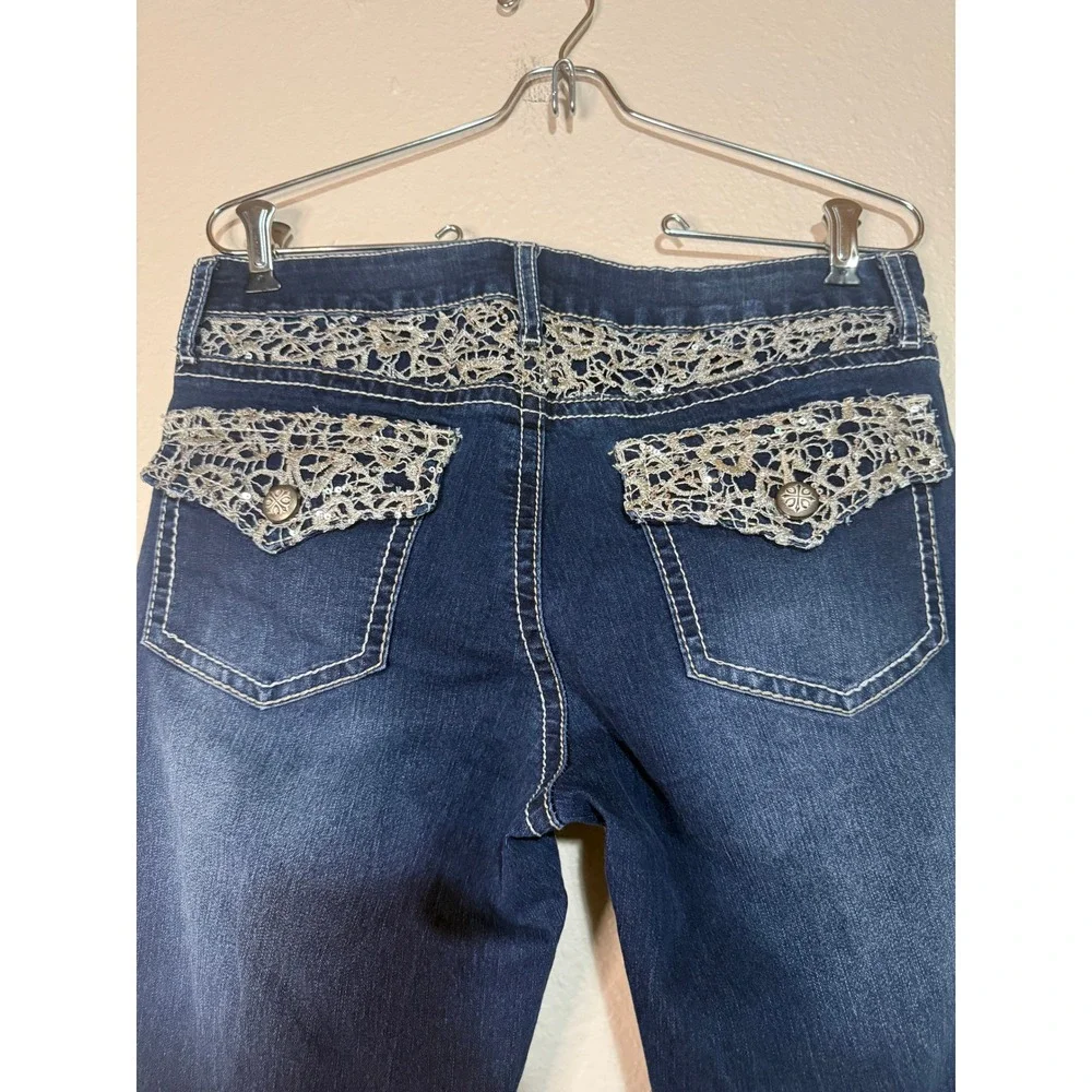 a.n.a A New Approach Womens Bootcut Jeans‎ Dark Wash Sequin Size 10 31 Inseam